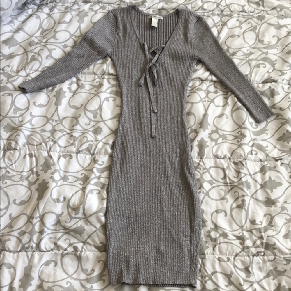 Silver Long sleeve body con dress